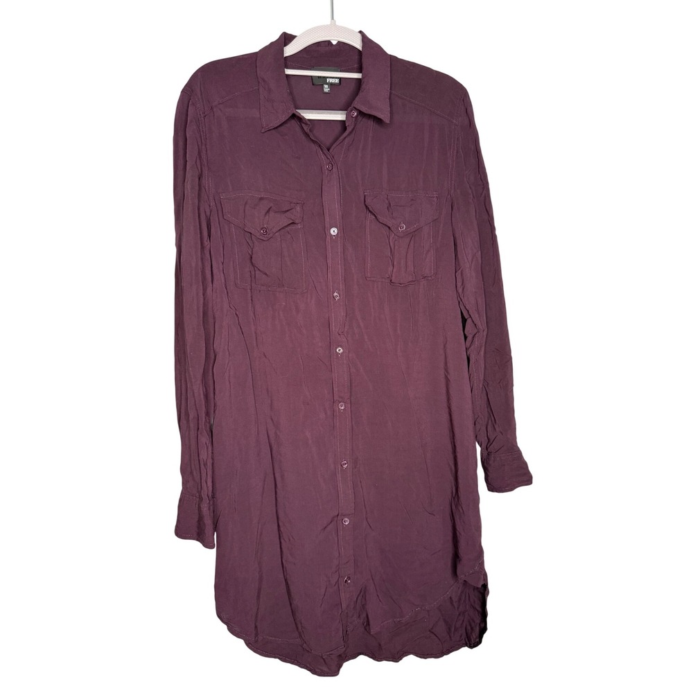 Wilfred Free Plum Purple button down shirt mini dress
